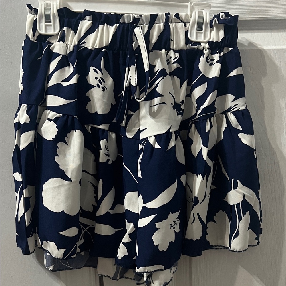 SHEIN Navy and White Floral Women Shorts